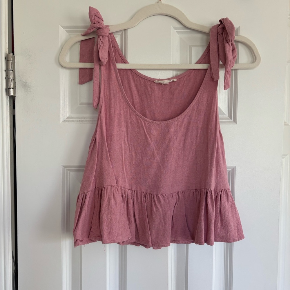 Pacsun LA Hearts Pink Sleeveless Ruffle Tie Top Size XS